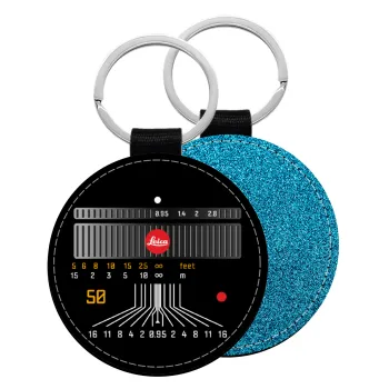 Leica Lens, Μπρελόκ Δερματίνη, στρογγυλό ΜΠΛΕ (5cm)