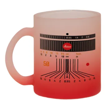 Leica Lens, Κούπα γυάλινη δίχρωμη με βάση το κόκκινο ματ, 330ml