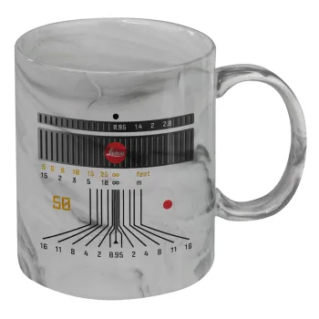 Leica Lens, Mug ceramic marble style, 330ml