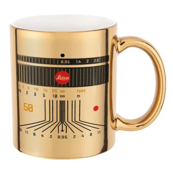 Leica Lens, Mug ceramic, gold mirror, 330ml