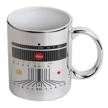 Leica Lens, Mug ceramic, silver mirror, 330ml