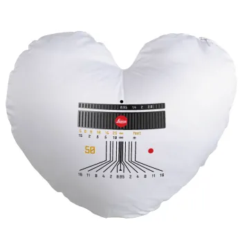 Leica Lens, Μαξιλάρι καναπέ καρδιά 40x40cm περιέχεται το  γέμισμα