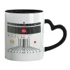 Mug heart black handle, ceramic, 330ml