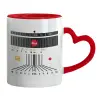Mug heart red handle, ceramic, 330ml