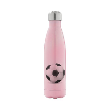 Soccer ball, Metal mug thermos Pink Iridiscent (Stainless steel), double wall, 500ml