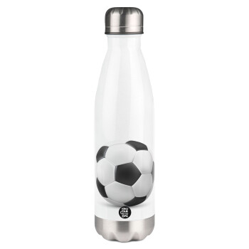 Μπάλα ποδοσφαίρου, Μεταλλικό παγούρι θερμός Λευκό (Stainless steel), διπλού τοιχώματος, 500ml