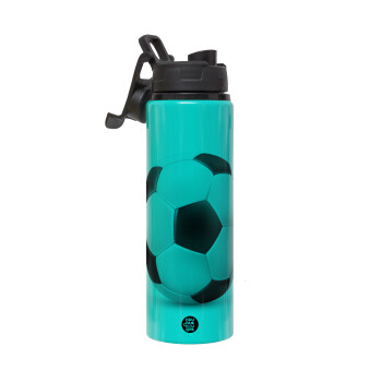 Soccer ball, Metallic water bottle with safety lid, 850ml aluminum
