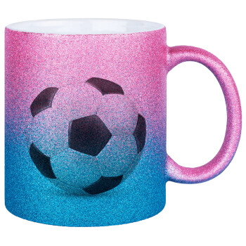 Μπάλα ποδοσφαίρου, Κούπα Χρυσή/Μπλε Glitter, κεραμική, 330ml