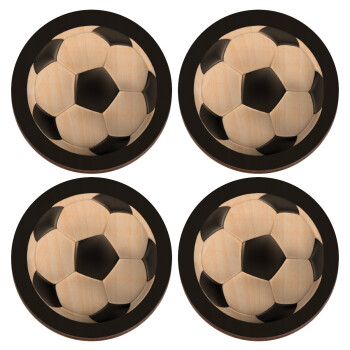 Μπάλα ποδοσφαίρου, ΣΕΤ x4 Σουβέρ ξύλινα στρογγυλά plywood (9cm)