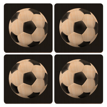 Soccer ball, ΣΕΤ x4 Σουβέρ ξύλινα τετράγωνα plywood (9cm)