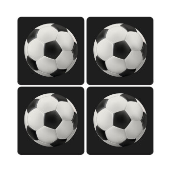 Soccer ball, ΣΕΤ 4 Σουβέρ ξύλινα τετράγωνα (9cm)