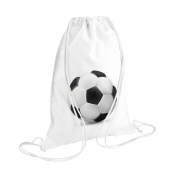 Μπάλα ποδοσφαίρου, Τσάντα πλάτης πουγκί GYMBAG λευκή (28x40cm)