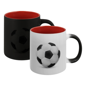 Soccer ball, Κούπα Μαγική εσωτερικό κόκκινο, κεραμική, 330ml που αλλάζει χρώμα με το ζεστό ρόφημα (1 τεμάχιο)