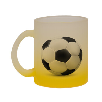 Soccer ball, Κούπα γυάλινη δίχρωμη με βάση το κίτρινο ματ, 330ml