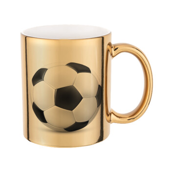 Soccer ball, Mug ceramic, gold mirror, 330ml