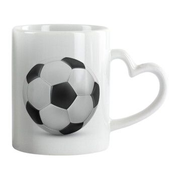 Soccer ball, Mug heart handle, ceramic, 330ml