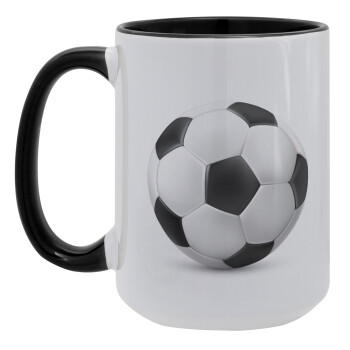 Soccer ball, Κούπα Mega 15oz, κεραμική Μαύρη, 450ml