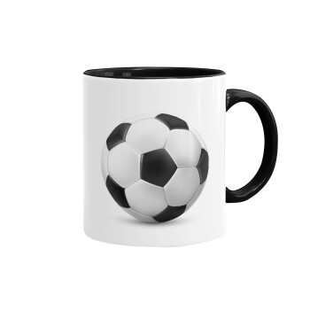 Soccer ball, Mug colored black, ceramic, 330ml