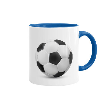Soccer ball, Mug colored blue, ceramic, 330ml
