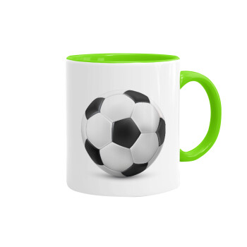 Soccer ball, Mug colored light green, ceramic, 330ml