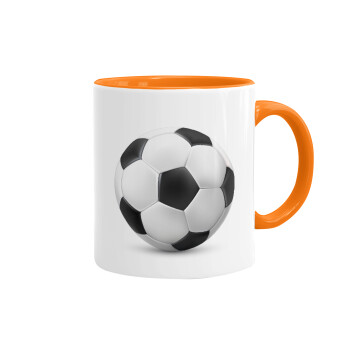 Μπάλα ποδοσφαίρου, Κούπα χρωματιστή πορτοκαλί, κεραμική, 330ml