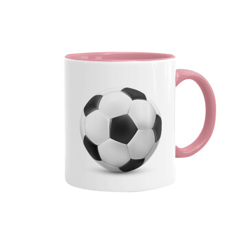 Soccer ball, Mug colored pink, ceramic, 330ml