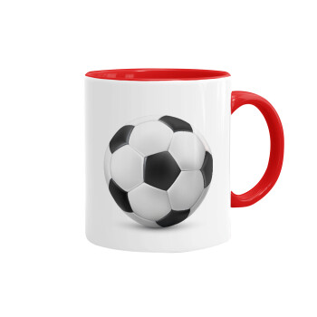 Μπάλα ποδοσφαίρου, Κούπα χρωματιστή κόκκινη, κεραμική, 330ml