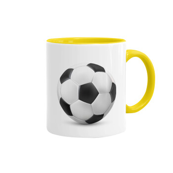 Soccer ball, Mug colored yellow, ceramic, 330ml