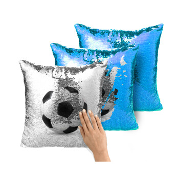 Soccer ball, Μαξιλάρι καναπέ Μαγικό Μπλε με πούλιες 40x40cm περιέχεται το γέμισμα