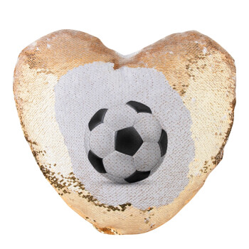 Μπάλα ποδοσφαίρου, Μαξιλάρι καναπέ καρδιά Μαγικό Χρυσό με πούλιες 40x40cm περιέχεται το  γέμισμα