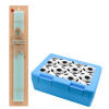 Easter Set, children's snack container BLUE & Easter aromatic flat candle (30cm) (TURQUOISE)