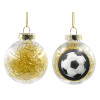 Transparent Christmas tree ball ornament with gold filling 8cm