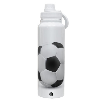 Soccer ball, 1L Stainless Steel Thermal Bottle with Phone Holder & Double Wall Insulation