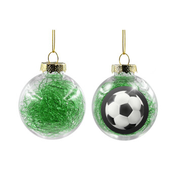 Μπάλα ποδοσφαίρου, Χριστουγεννιάτικη μπάλα δένδρου διάφανη με πράσινο γέμισμα 8cm