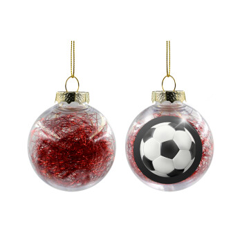 Μπάλα ποδοσφαίρου, Χριστουγεννιάτικη μπάλα δένδρου διάφανη με κόκκινο γέμισμα 8cm