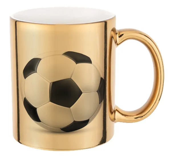 Soccer ball — Mug ceramic, gold mirror, 330ml