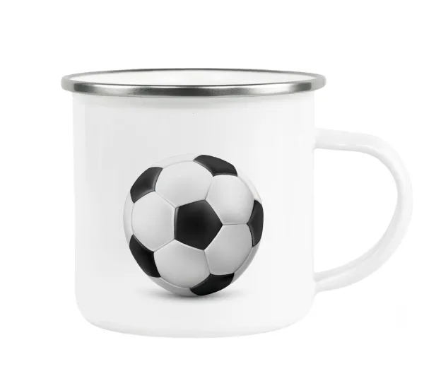 Soccer ball — Metallic enamel cup white 360ml