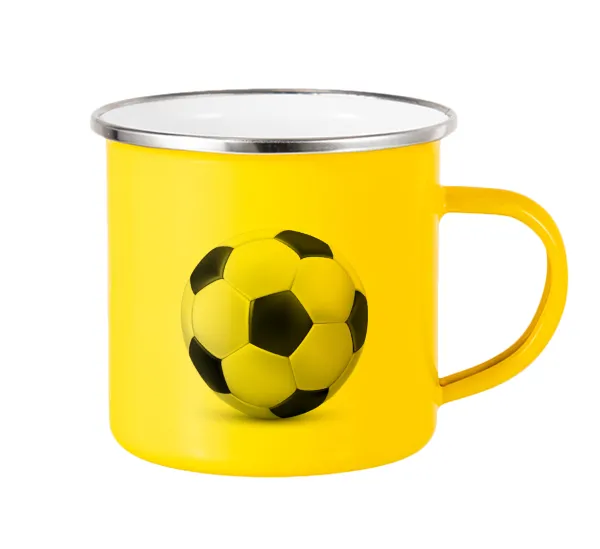 Soccer ball — Yellow Enamel Metallic Cup 360ml