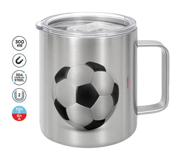 Soccer ball — Double-walled stainless steel mug 300ml with temperature-retaining lid