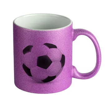 Soccer ball, Κούπα Μωβ Glitter που γυαλίζει, κεραμική, 330ml