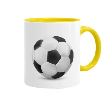 Μπάλα ποδοσφαίρου, Κούπα χρωματιστή κίτρινη, κεραμική, 330ml