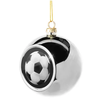 Soccer ball, Silver 8cm Christmas tree ball ornament
