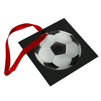 Soccer ball, Christmas ornament, glass square ornament 9x9cm