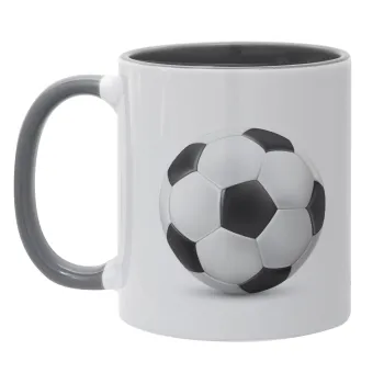 Μπάλα ποδοσφαίρου, Κούπα χρωματιστή γκρι, κεραμική, 330ml