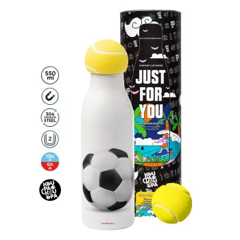 Μπάλα ποδοσφαίρου, Μπάλα τένις μεταλλικό παγούρι θερμός, διπλού τοιχώματος, 550ml