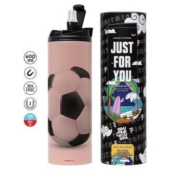 Soccer ball, Tumbler stainless steel PINK 600ml