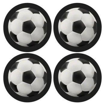 Soccer ball, SET of 4 round wooden coasters (9cm)