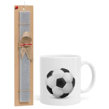 Soccer ball, Easter Set, Ceramic Cup (330ml) & Easter aromatic flat candle (30cm) (GRAY)