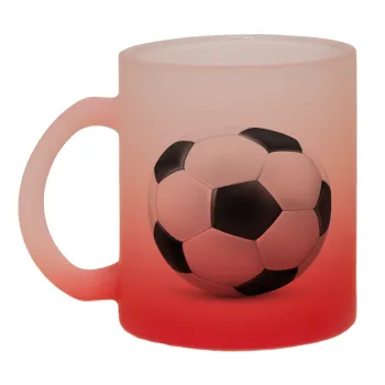 Soccer ball, Κούπα γυάλινη δίχρωμη με βάση το κόκκινο ματ, 330ml