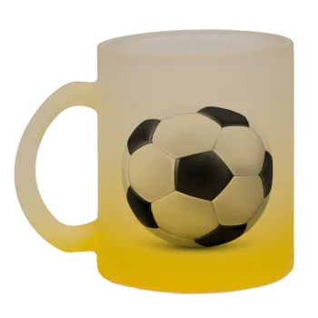 Soccer ball, Κούπα γυάλινη δίχρωμη με βάση το κίτρινο ματ, 330ml